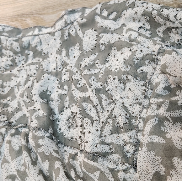 Lucky Brand Floral Boho Women's Sheer Top - Gray Size 2XL - Picture 9 of 9